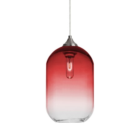Besa Lighting Omega 12 Cord Pendant, Red/Clear, Satin Nickel Finish, 1x60W Incandescent 1JT-OMEGA12RD-SN